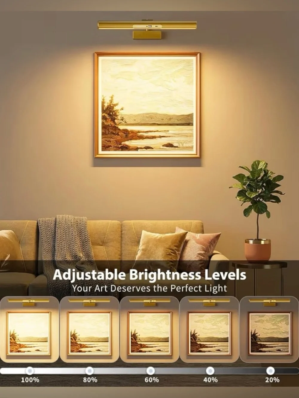 Picture Light for Wall, 6000mAh Rechargeable Wireless Wall Lights Remote